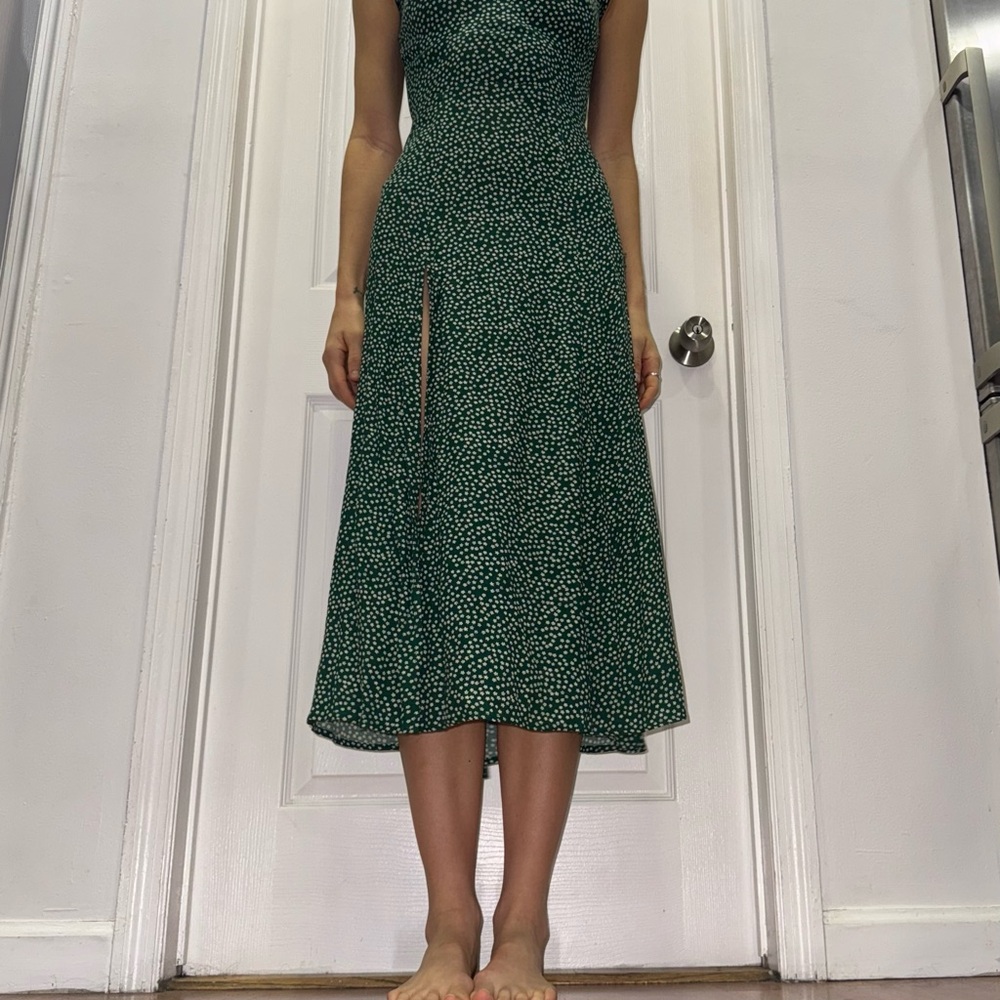 Reformation Green Floral Cutout Midi Dress 🌼 Size 0-2